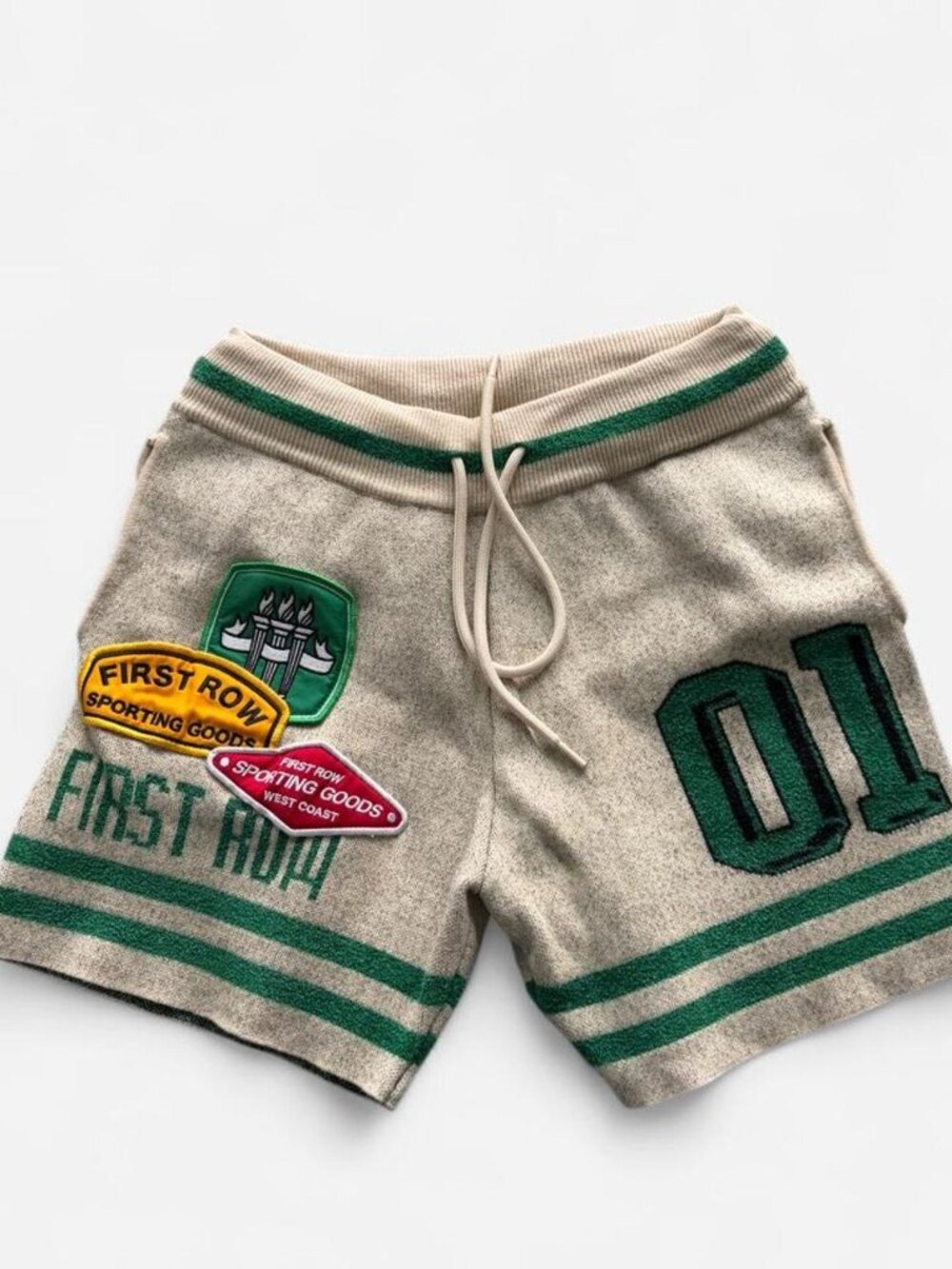 First Row Varsity Jacquard Knit Short in cream